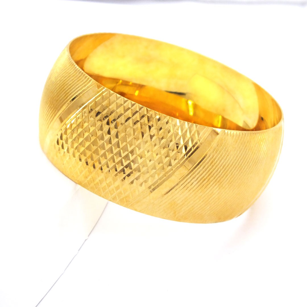 Altın Kaplama İmitasyon Bilezik Yatay Çizgili 3 cm - BLZ-3039