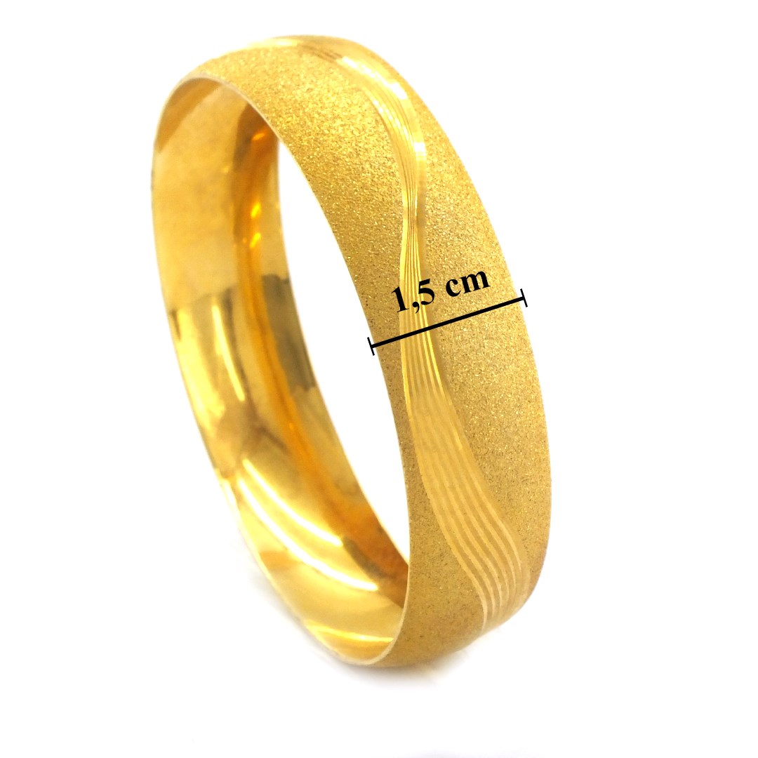 BZ Altın Kaplama Dalgalı Simli 1.5 cm Bilezik BLZ-3054