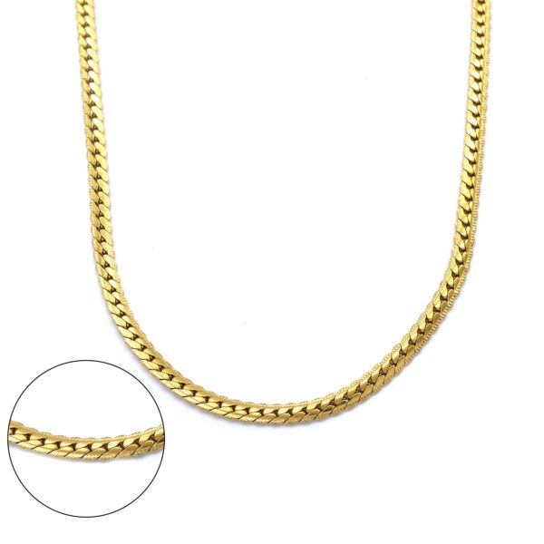BZ Altın Kaplama 6 mm Balık Sırtı Lazerli Unisex Zincir ZN-159